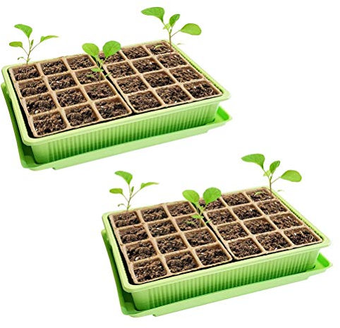 YGLONG Pflanzen Tasche 4 stücke Pflanze samen wachsen Box Keimung Tablett Kindergarten Blumentopf mit Deckeln Hydroponic Sämlingsablage mit Entlüftungsloch (Color : Green)
