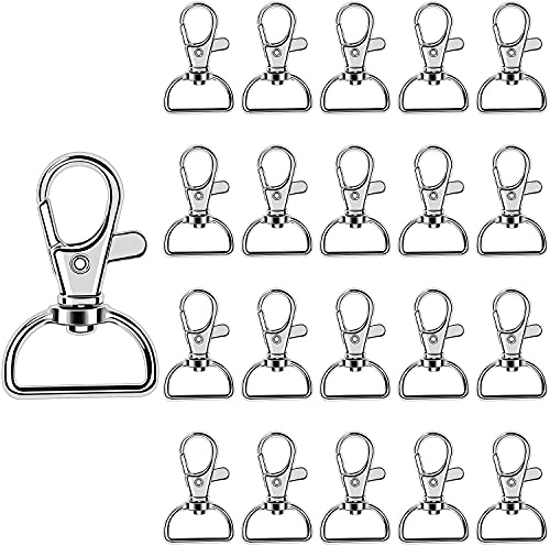 30 Stück Schlüsselanhänger Karabinerclip, Premium Haken Metall D Schlüsselringe (2cm Innenbreite)