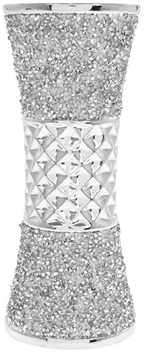 The Leonardo Collection Silberne glitzernde Blumenvase mit zerkleinerten Diamanten, strukturiert, Heimdekoration, Display, Ornament, Dekoration, 19 cm