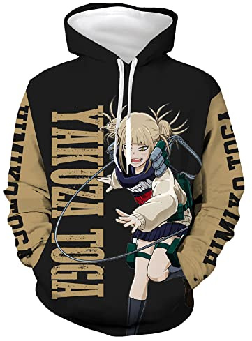 My Hero Academia huvtröja Toga Himiko Midoriya Izuku cosplay 3D-tryck pullover unisex långärmad tröja casual jumper, Toga Himiko, S