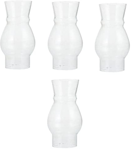 Minkissy Vintage Decor 4Pcs Oil Lamp Globe Replacement Lamp Oil Chimney Glass Craft Cover Kerosene Style s Shade Ornament Outdoor Lantern