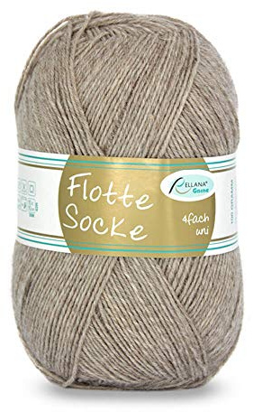 Rellana Flotte Socke uni,100 Gr. 4-fädige Sockenwolle, 75% Schurwolle(Superwash)/25% Polyamid, (918 beige-meliert)