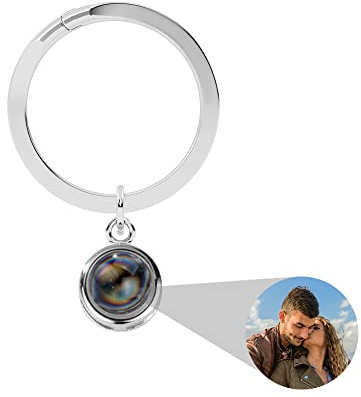 Foto Projektion Schlüsselbund, Kreis Schlüsselbund bild, Paar Schlüsselbund Bild, Muttertagsgeschenk Schlüsselbund Jubiläumsgeschenk Schlüsselbund Mit Foto for Women Men