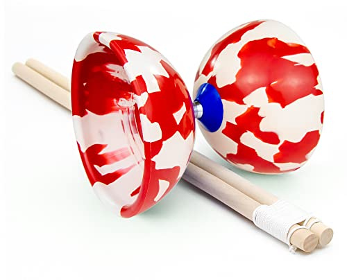 Juggle Dream Jester Diábolo Set para Malabares - Diábolo con Eje Fijo con Palos de Madera y Vídeo de Aprendizaje en Línea (Rojo/Blanco)