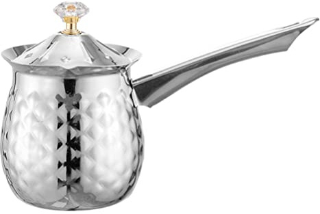 CALLARON Turkish Coffee Pot Warmer Milk Stainless Steel Arabic Cezve Ibrik Coffee Pot 200ml Espresso Decanter Maker Boiler with Spout for Stove Top