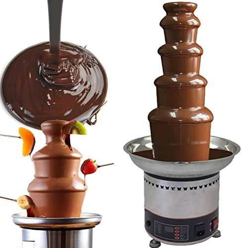 GBHJJ Grande Fontaine de Chocolat en Acier Inoxydable - Machine électrique à 4/5/6/7 Niveaux avec bac de Fondue Chauffant, Les Magasins De GâTeaux Et Les Restaurants,5Tier