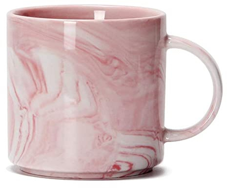 eKsdf 300ml Marmor Kaffeetasse Porzellan Kaffeebecher Espressotasse stapelbare Teetasse mit Henkel Geschenk zum Geburtstag Valentinstag Muttertag Hochzeitstag für Milch, Wasser, Kakao (Rosa)