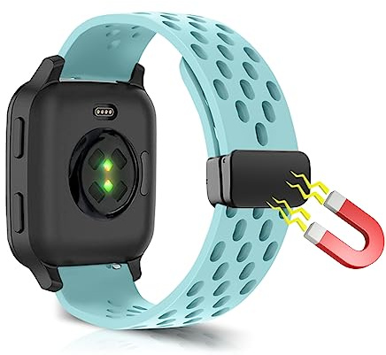 20MM Armband Kompatibel mit Garmin Forerunner 570 42mm/Vivoactive 6/5/Forerunner 165/Approach S44/Vívomove Trend Silikon Armband Sport Magnetisch ErsatzArmband für Garmin Venu Sq - Grün