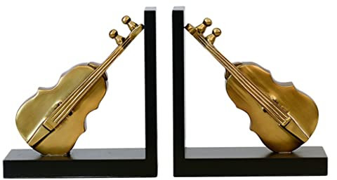 BinOxy Book Ends Buchstützen aus reinem Kupfer, Violine, kreative Dekoration, Bücherregal, Schule, Büro, Zuhause, Arbeitszimmer, Metall, Kunstbuchstütze, Küche, Bücherregal-Stopper Buchstützen