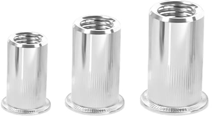 Qrity 50 Stück Edelstahl Flachkopf Nietmuttern, NietMutter Einsatz, Nietmuttern, Rivet Nutsert Cap, Blindnietmuttern, M8 Muttern