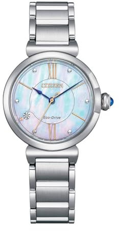 Citizen Damenuhr Edelstahl, Perlmutt Weiß, 29 mm, EM1070-83D | Analog Quartz, Saphirglas, 5 bar Wasserdicht, 180 Tage Gangreserve, Edelstahlband