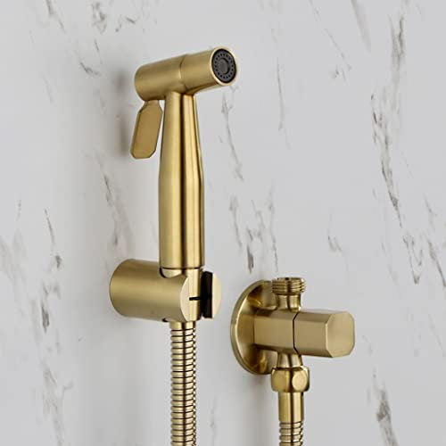 WENKA CGLLP Hand-WC-Bidet-Sprayer, gebürstetes Gold, Edelstahl, Duschset, Wasserhahn-Waschmaschine, Reinigung (Farbe: D)