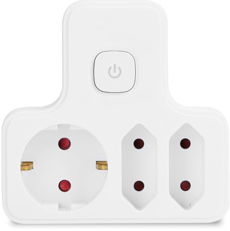 Aigostar Adaptador Enchufes con Interruptor,3 Tomas Adaptador Enchufes con Protección Infantil,1 Schuko,2 Clavija EU,Blanco