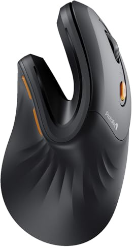 ProtoArc Ergonomic Mouse, EM11 NL Bluetooth Rechargeable Wireless Vertical Mouse, 3 Multi-Device Connectivity for Computer/PC/Laptop, 2.4GHz USB-A Optical Mice for Windows, Mac OS, Black