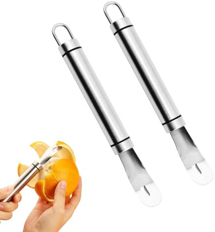 Fanlory 2PCS Stainless Steel Orange Peeler，Grapefruit Peeler，Easy to Peel, Long Handle Orange Citrus Peeler Tool, Triangular-Blade, Zigzag,Shovel Orange Peeler Gadget(2PCS)