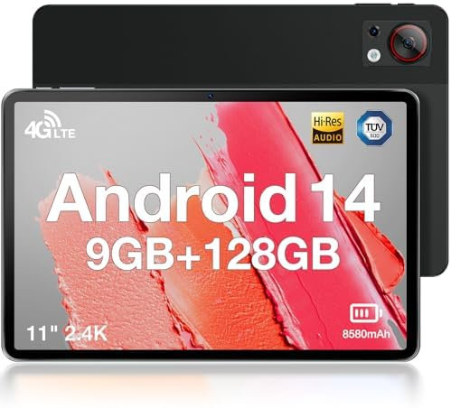 DOOGEE T30SE Tablet 11 Pulgadas 2,3K Android 14 Tablet 9GB RAM+128GB ROM (TF 1TB)|8580 mAh| 2000 * 1200pixels |4 Altavoces| Octa-Core|Bluetooth 5.0 |5GWiFi+4G LTE |5MP+13MP| Negro