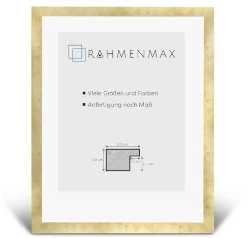 RahmenMax Skane Puzzlerahmen 33x98 cm Bilderrahmen Farbe Gold Antik Hintergrund Weiss Antireflex Kunstglas