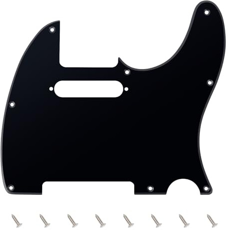 Banworks 1 Ply Tele Pickguard 8-Hole Electric Guitar Pickguard Scratch Plate for USA/Mexican Fender Modern Style Standard Tele Telecaster JT/HB-03 Glossy Black