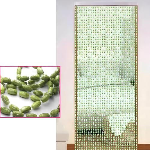 Eiauiuo Kristall Perlenvorhang Mode Türvorhang Hängender Fadenvorhang Insektenschutz Raumteiler Dekorativer Vorhang Für Innen Wohnzimmer Schlafzimmer Balkontür（Grün）(80x200cm(80 Wurzel))