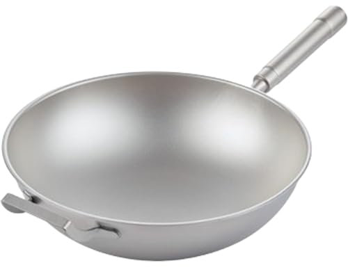 WOTZOV Pentola in Titanio Puro, Wok in Titanio Puro, Wok Antiaderente, Wok per Uso Domestico Leggero e Non Rivestito, Utensili da Cucina,36cm