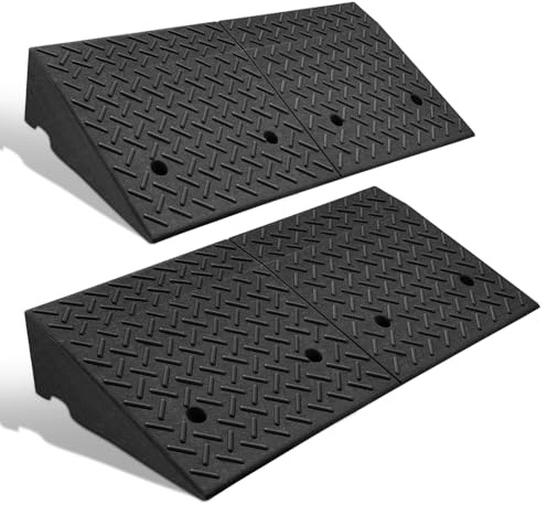 DNA Motoring 2pcs 6.9 Rise Rubber Curb Ramp Heavy Duty Loading Driveway Ramp Threshold Ramp 39 L x 19.5 W x 6.9 H for Loading Dock, Warehouse, Wheelchair, Motorcycles, Cars, TOOLS-00653X2