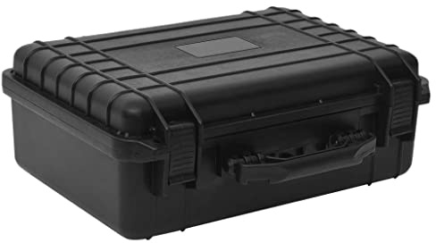 Gecheer Portable Flight Case Lockable Carrying Case with Foam Insert Protective Safe Storage Toolbox for Measurement Instruments Black PP 47 x 36 x 18 cm