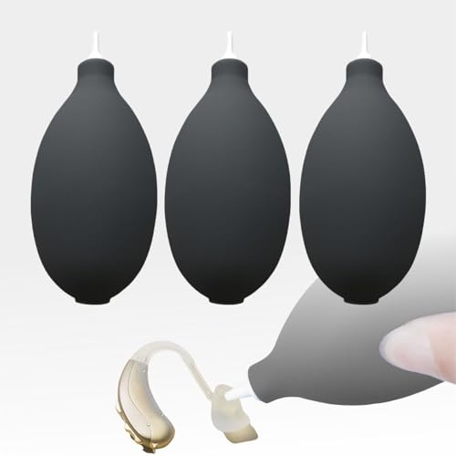 3 Pcs Hearing Aid Air Blower Pump - Professional Ear Cleaning Tool for Hearing Aids & Earbuds, Soft Silicone Bulb Dust Remover