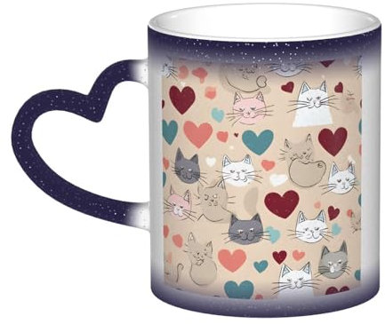 XDCYWBZDBC Happy Walking Kitty Kaffeetassen und Tassen, große Teetassen und heiße Schokoladentassen, heiße Getränke, groß, orientalisch, klassisch, ausgefallene Tassen, das beste Geschenk für Paare,