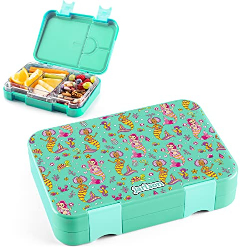 Jarlson® Brotdose Kinder mit Fächern TONI [AUSLAUFSICHER] Bento Lunchbox mit Trennfächern - Frühstücksbox für Schule, Kita & Kindergarten - Jausenbox für Jungen & Mädchen - Vesperbox (Meerjungfrau)