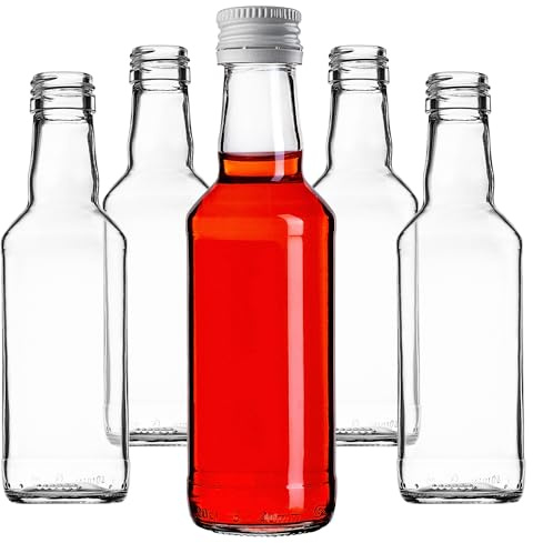 KADAX 100er Set Glasflaschen 200ml mit Schraubverschluss Weiß – Leere kleine Flaschen zum Befüllen für Likör, Schnaps, Öl, Essig & Sirup, Glass Bottles, Refillable