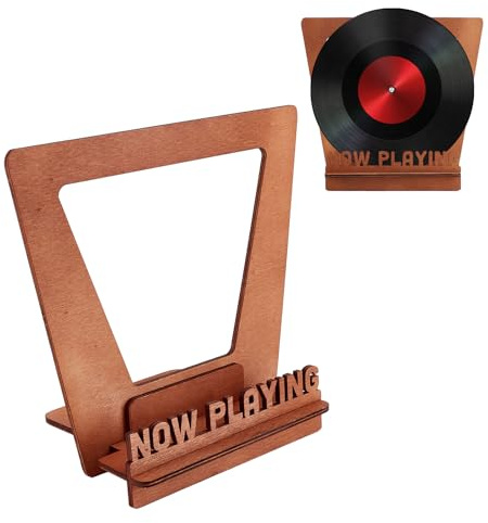 NICENEEDED Vintage Schallplattenständer Aus Holz „Now Playing“ Aufbewahrungshalter Für Vinyls Aus Braunem Holz Album Display Organizer Für Bis Zu 5 7 Cover Plattenspieler Vinyls Zubehör