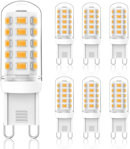 Cxyemt G9 LED Lampen Dimmbar, 5W Ersetzt 40W Halogenlampen, 2700K Warmweiß G9 Energiesparlampe Glühbirne, AC 220-240V, Kein Flickern LED Leuchtmittel, 6er Pack