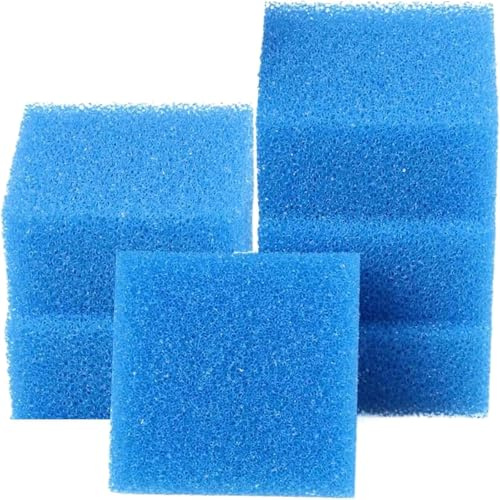 GERUI Aquarium Aktivkohleschwamm, Aquarium Filterschwamm, Bioflow Super, für für Juwel Compact/H/Bioflow 3.0 und für Juwel Bioflow 6.0（Blau） (M-coarse-6pcs)