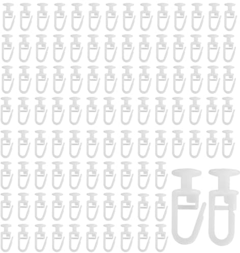 ZORVYN 100 unidades deslizadores para rieles de cortinas, ganchos para cortinas, ganchos plisados para colgar en rieles de cortinas, tableros de cortinas, rieles deslizantes para cortinas (11 mm)