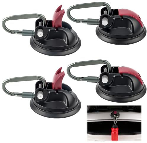 Topsky Ventosa, 4 unidades de ventosas extrafuertes para camping y hogar con 4 mosquetones para montañismo, ganchos para copa de succión, para tiendas de campaña, camping, coche, autocaravana y