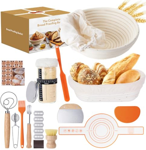 JOJOSEE Gärkörbchen Set aus Rattan für Sauerteig Starter