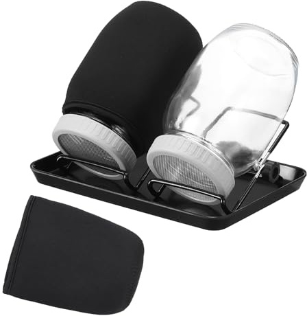 QUARKZMAN Barattolo Germogliatore Set di 2, Barattoli Germinazione con Coperchi Acciaio Inox + Vassoi Coltivazione per Germogli Broccoli Crescione Micro ortaggi con Guida e Supporto, Grigio