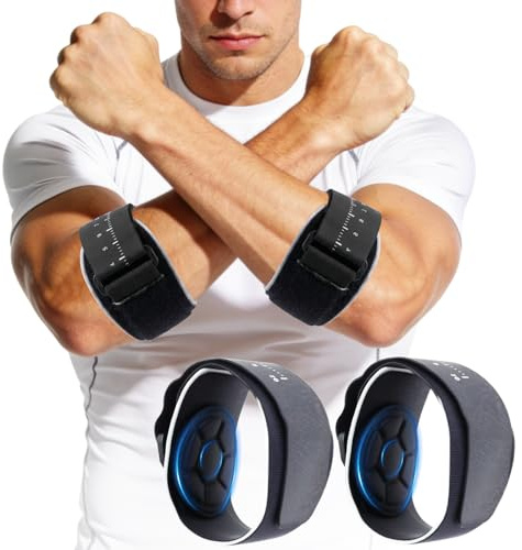 Holoras 2 stycken armbågsbandage tennisarmbågsbandage för män och kvinnor, justerbart armbågsbandage för sport, styrketräning, epikondylitspänne