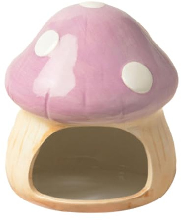 Aymzbd Hamsterhaus Aus Hochwertiger Im Pilz Look Unterschlupf Höhle Cartoon Haustier Haus Futternapf Multifunktional für Hamster Heimtierkäfig Gesche, S