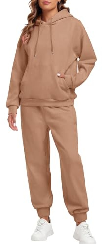 Trainingsanzug-Damen-Hoodie-und-Jogginghose-Freizeitanzug-Einfarbig-Zweiteiler-Damen-Kuschelig-Jogginganzug-Hausanzug-Lounge-Set-Streatwear-Trainingsanzüge-Warme-Sportanzug-für-Frühling-Herbst-Winter