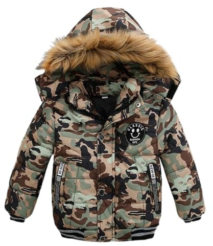 Lengender Blouson Manteau Fourrure Chaud Enfant Garçon Bébé Ski Vêtement Doudoune à Capuche Veste à Manches Longues Chaud 1-5 Ans