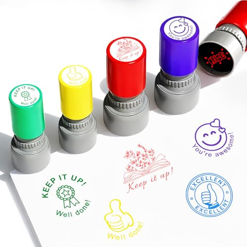 Personalized Teacher Stamp – Custom Teacher Stamp for Grading, Homework and Classroom Use, Self-Inking with Multiple Ink Colors, Perfect Teacher Gift for School Supplies (1PCS)