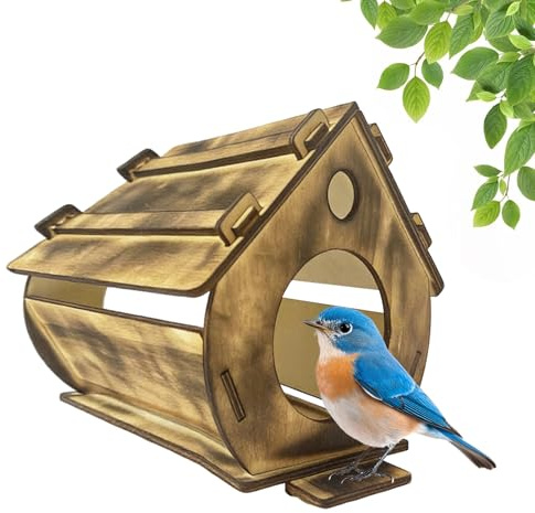 Casetta per uccelli in legno – scatola da appendere per passeri e farfalline | luogo di nidificazione naturale in legno per il cortile esterno | decorazione da giardino per, terrazza, e birdwatching