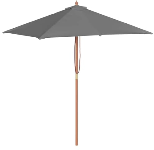 Xhnifbn Sombrilla de mástil de madera antracita, 150 x 200 cm, protección UV, con polea, material robusto para uso al aire libre, diseño moderno para jardín, terraza, balcón