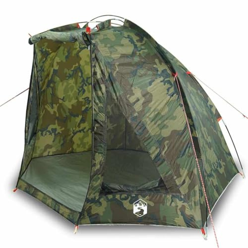 Fisketält kamouflagemönster vattentät polyester 185T med PU-beläggning 210 x 170 x 125 cm campingtält lätt bärbart med dragkedja ingång och markpresenning perfekt för utomhus fiske vandring natur