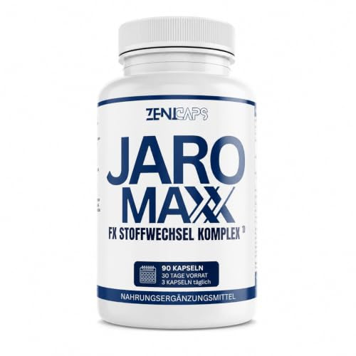 ZENICAPS JARO MAX FX Stoffwechsel Komplex Kapseln – mit Chrom & Jod – mit L-Carnitin, Grüntee-Extrakt & grünem Kaffee – 90 Kapseln, plant-based Kapselhülle, frei von Gluten, Laktose & Zucker