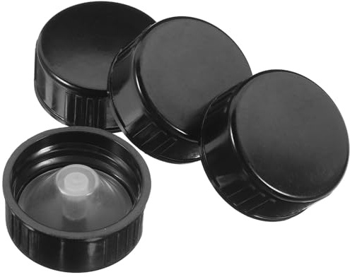 GRADENEVE 4 Pezzi Tappi Vite Rotondi in Plastico Nero, Tappi di Bottiglia Chiusura Ermetica per Prevenire Perdite, per Uso Domestico e Artigianale