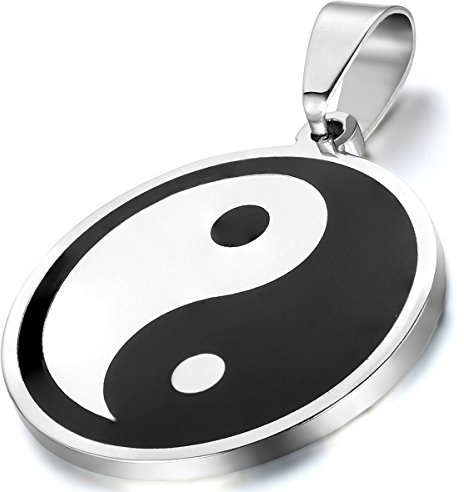 OIDEA Herren Damen Halskette mit Anhänger, Edelstahl Tai Chi Yin und Yang acht Trigramme Anhänger mit Kette Halsband