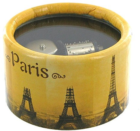 Lutèce Créations Briefbeschwerer-Spieluhr/Spieldose/Musikbox aus Karton, dekoriert zum Thema Eiffelturm mit 18-Ton-Federspielwerk - La Vie en Rose (Louiguy/Edith Piaf)