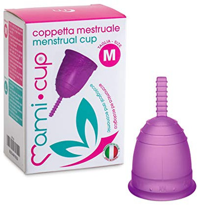 MAMICUP - Coppetta Mestruale Morbida in Silicone Medicale 100% Made in Italy, Totalmente Anallergica Priva di Lattice e Additivi, Coppette Mestruali per Ciclo - Taglia M - Lilla